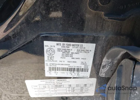 2018 Ford Edge Sel из США, поврежденный, VIN 2FMPK4J92JBC03836